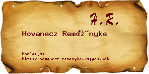 Hovanecz Reményke névjegykártya